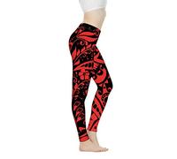 Biyejit Damen-Leggings, Yogahose mit hohem Taillenbund, Workout-Leggings, Polynesisches Blumenmuster, XL