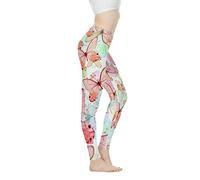 Biyejit Damen-Leggings, Yogahose mit hohem Taillenbund, Workout-Leggings, Schmetterlings-Design, M