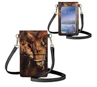 Biyejit Damen Touchscreen Handtasche mit klarem Fenster, Schutz, kleine Geldbörse, Umhängetasche, Handytasche, Pferdedruck, Small