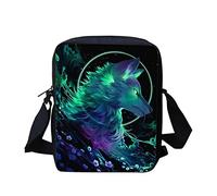 Biyejit Damen- und Herren-Messenger-Taschen Kinder-Umhängetasche mit verstellbarem Riemen Seitentasche Münzgeldbeutel für Telefon und Reisepass, wolf