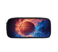 Biyejit Federmäppchen mit Feuer-Basketbällen für Kinder, Kosmetik, Make-up, Münzen, Geldbörse für Damen, Kulturbeutel, Schreibwaren-Tasche für Teenager, Jungen, Mädchen, Geschenk zum Schulanfang