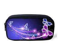 Biyejit Federmäppchen mit Schmetterlings-Aufdruck, tragbares Federmäppchen, Schulbedarf für Studenten, Mädchen, Jungen, Teenager, Aufbewahrungs-Organizer