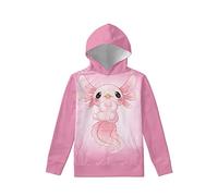 Biyejit Fleece-Hoodies für Jungen und Mädchen, Plüschpullover, lässig, mit Tasche, für Kinder im Alter von 6-16 Jahren, Pink Axolotl, 6-7 Jahre