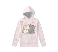 Biyejit Fleece-Hoodies für Jungen und Mädchen, Plüschpullover, lässig, mit Tasche, für Kinder im Alter von 6-16 Jahren, Love Cats, 6-7 Years