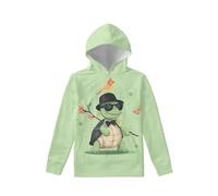 Biyejit Fleece-Hoodies für Jungen und Mädchen, Plüschpullover, lässig, mit Tasche, für Kinder im Alter von 6-16 Jahren, Süße Schildkröte, 8-10 Years