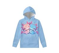 Biyejit Fleece-Hoodies für Jungen und Mädchen, Plüschpullover, lässig, mit Tasche, für Kinder im Alter von 6-16 Jahren, Niedliches Axolotl, 6-7 Years