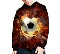 Biyejit Jugend Kinder Hoodies für Teenager Mädchen mit Taschen Jungen Pullover Kapuzenpullover Sweatshirt Langarm Tops für Alter 6-16 Jahre, 1-Fire-Fußball, 8-10 Jahre