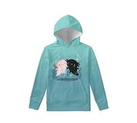 Biyejit Jungen Mädchen Fleece Hoodies Plüsch Pullover Hoodie Casual Kapuzenpullover Sweatshirts mit Tasche für Alter 6-16 Kinder, Niedliches Cartoon-Axolotl, 8-10 Jahre