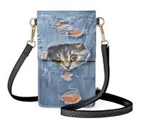 Biyejit Kleine Crossbody-Touchscreen-Handy-Tasche für Damen, Handy-Schultertaschen, Kartenhalter, Geldbörse, Geldbörse, Süße Katzen