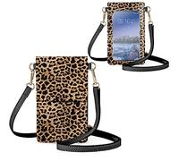 Biyejit Kleine Crossbody-Touchscreen-Handytasche für Damen, Handy-Schultertaschen, Kartenhalter, Geldbörse, leopardenmuster