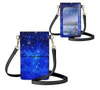 Biyejit Kleine Umhängetasche für Damen, Handy-Schultertaschen, Kartenhalter, Geldbörse, Touchscreen-Tasche, Galaxie-Stern-Aufdruck, Einheitsgröße