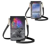 Biyejit Kleine Umhängetasche für Damen, Handy-Schultertaschen, Kartenhalter, Geldbörse, Touchscreen-Tasche, Elefantenmuster, Small