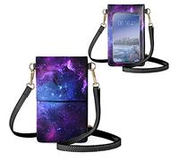 Biyejit Kleine Umhängetasche für Damen, Handy-Schultertaschen, Kartenhalter, Geldbörse, Touchscreen-Tasche, Galaxie-Sternmuster, Einheitsgröße