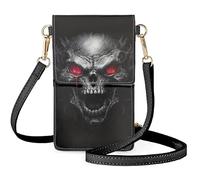 Biyejit Kleine Umhängetasche für Damen, Handy-Schultertaschen, Kartenhalter, Geldbörse, Touchscreen-Tasche, totenköpfe