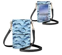 Biyejit Kleine Umhängetasche für Damen, Handy-Schultertaschen, Kartenhalter, Geldbörse, Touchscreen-Tasche, Delfine, Einheitsgröße