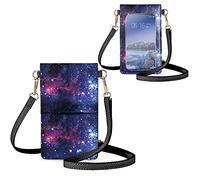 Biyejit Kleine Umhängetasche mit Touchscreen für Frauen, Handy-Schultertaschen, Kartenhalter, Geldbörse, Geldbörse, Galaxie-Sterne-Aufdruck