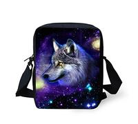 Biyejit Kuriertasche, Umhängetasche, Umhängetasche, Handbgas Sling Sling Satchel mit verstellbaren Trägern, Wolf Sternenhimmel, Einheitsgröße