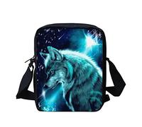 Biyejit Kuriertasche, Umhängetasche, Umhängetasche, Handbgas Sling Sling Satchel mit verstellbaren Trägern, Green Galaxy Wolf