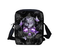 Biyejit Kuriertasche, Umhängetasche, Umhängetasche, Handbgas Sling Sling Satchel mit verstellbaren Trägern, Totenkopf mit Schmetterling