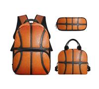 Biyejit Schulrucksack-Set, 3-in-1-Rucksack mit Lunchtasche, Federmäppchen, leicht, 43,2 cm, Büchertaschen, Basketball, Einheitsgröße, Schulranzen-Set