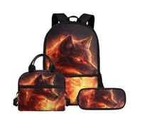 Biyejit Schulrucksack-Set, 3-teilig, Rucksack mit Lunchtasche, Federmäppchen, Büchertaschen, 43,2 cm, Tagesrucksack, Geschenk zum Schulanfang, Wolf 8, Einheitsgröße, Schulranzen-Set