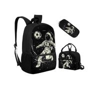 Biyejit Schulrucksack-Set, 3-teilig, Rucksack mit Lunchtasche, Federmäppchen, leichte Büchertaschen, 43,2 cm, Astronaut, Einheitsgröße, Schulranzen-Set
