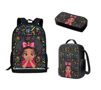 Biyejit Schulrucksack-Set mit Federmäppchen und Lunch-Tasche, für Kinder, Grundschule, Jungen, Mädchen, Büchertasche, 3-teilig, Niedliche Mädchen, Einheitsgröße