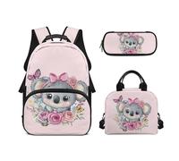 Biyejit Schulrucksack-Set mit Zugmotiv, 3-teilig, Rucksack mit Lunchtasche, Federmäppchen, 43,2 cm, High School College Studenten, Faultier, Einheitsgröße, Schulranzen-Set