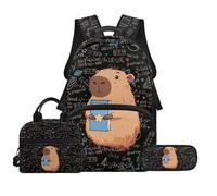 Biyejit Schultaschen-Set für Kinder, 3-in-1-Rucksack mit Lunchtasche, Federmäppchen, leicht, 43,2 cm, Capybaras, Einheitsgröße, Schulranzen-Set