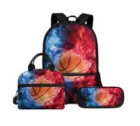 Biyejit Schultaschen-Set mit Ball-Motiv, 3-in-1-Rucksack mit Lunch-Tasche, Federmäppchen, leicht, 43,2 cm, Kinder-Schultasche, Ball-Thema 5, Einheitsgröße, Schulranzen-Set