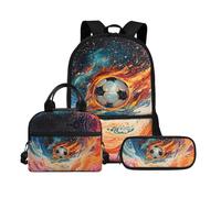 Biyejit Schultaschen-Set mit Ball-Motiv, 3-in-1-Rucksack mit Lunch-Tasche, Federmäppchen, leicht, 43,2 cm, Kinder-Schultasche, Ball-Thema 4, Einheitsgröße, Schulranzen-Set