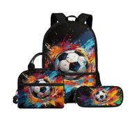 Biyejit Schultaschen-Set mit Ball-Motiv, 3-in-1-Rucksack mit Lunch-Tasche, Federmäppchen, leicht, 43,2 cm, Kinder-Schultasche, Ball-Thema 1, Einheitsgröße, Schulranzen-Set