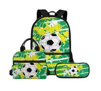 Biyejit Schultaschen-Set mit Ball-Motiv, 3-in-1-Rucksack mit Lunch-Tasche, Federmäppchen, leicht, 43,2 cm, Kinder-Schultasche, Ball-Thema 11, Einheitsgröße, Schulranzen-Set