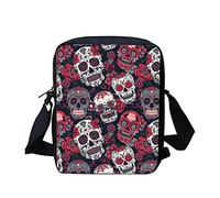 Biyejit Sling Messenger Schulter Handbgas Casual Reise Sport Crossbody Taschen Halter Satchel, Totenkopf Blumen