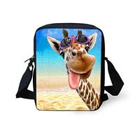 Biyejit Umhängetasche mit Brille und Giraffe, für Mädchen, niedlicher Tierdruck, verstellbare Schultergurte, Handy-Geldbörse