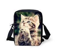 Biyejit Umhängetasche mit Katzenmotiv, für Mädchen und Herren, niedlicher Tierdruck, Crossbody, verstellbarer Schulterrucksack