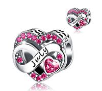 BIZK Damen Juli Unendlichkeit Geburtsstein Charm Anhänger für Armband 925 Sterling Silber Geburtsstein Charms Beads 12 Monate Geburtstag Geschenk für Freundin Frauen (Juli)