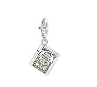 BIZK Damen Urlaub Heilige Bibel Charm Anhänger für Armband 925 Sterling Silber Charm Bead Pendant für Europäische Armbänder und Halsketten