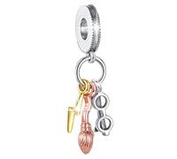 BIZK Harry Potter Charms Anhänger für Armband 925 Sterling Silber Charm Bead Pendant für Europäische Armbänder und Halsketten (Brille,Besen 2000,Blitz)