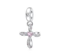 BIZK Herz Charm Kreuz Anhänger 925 Sterling Silber für Armband Bead Pendant für Europäische Armbänder und Halsketten