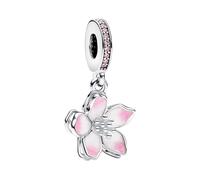 BIZK Kirschblüte Charm Anhänger für Armband 925 Sterling Silber Charm Bead Pendant für Europäische Armbänder und Halsketten