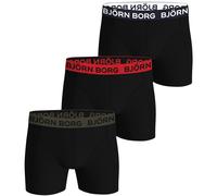 Herren Boxershorts Björn Borg Cotton Stretch 3P - black/red - Schwarz (M)