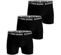 BJÖRN BORG Herren Boxershorts, 3er Pack - Cotton Stretch Trunks, Big Logo, Unterhose, Baumwolle Schwarz/Weiß XL