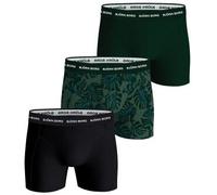 BJÖRN BORG Herren Boxershorts, 3er Pack - Cotton Stretch Boxer Trunks, Baumwolle, Logobund Schwarz/Grün L