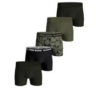 Björn Borg Bjorn Borg Cotton Stretch Boxer 5P, Boxershorts für Herren, Multi-Packs erhältlich, Schwarz, Grün, Druck, S