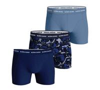 BJÖRN BORG Herren Boxershorts, 3er Pack - Cotton Stretch Boxer Trunks, Baumwolle, Logobund Blau/Hellblau XXL