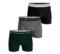BJÖRN BORG Herren Boxershorts, 3er Pack - Cotton Stretch Boxer, Unterhose, Baumwolle Schwarz/Grün XL