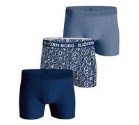 BJÖRN BORG Herren Boxershorts, 3er Pack - Cotton Stretch Trunks, Big Logo, Unterhose, Baumwolle Blau/Weiß XL