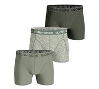 BJÖRN BORG Herren Boxershorts, 3er Pack - Cotton Stretch Trunks, Big Logo, Unterhose, Baumwolle Grün/Weiß XXL