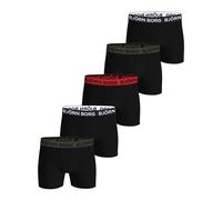 BJÖRN BORG Herren Boxershorts, 5er Pack - Cotton Stretch Trunks, Big Logo, Baumwolle, Logobund M Schwarz